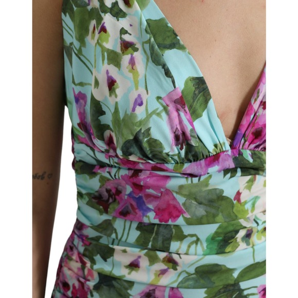 ❌Sold Dolce & Gabbana GORGEOUS Multicolor Floral V-neck Sheath Midi Dress - Picture 2 of 6